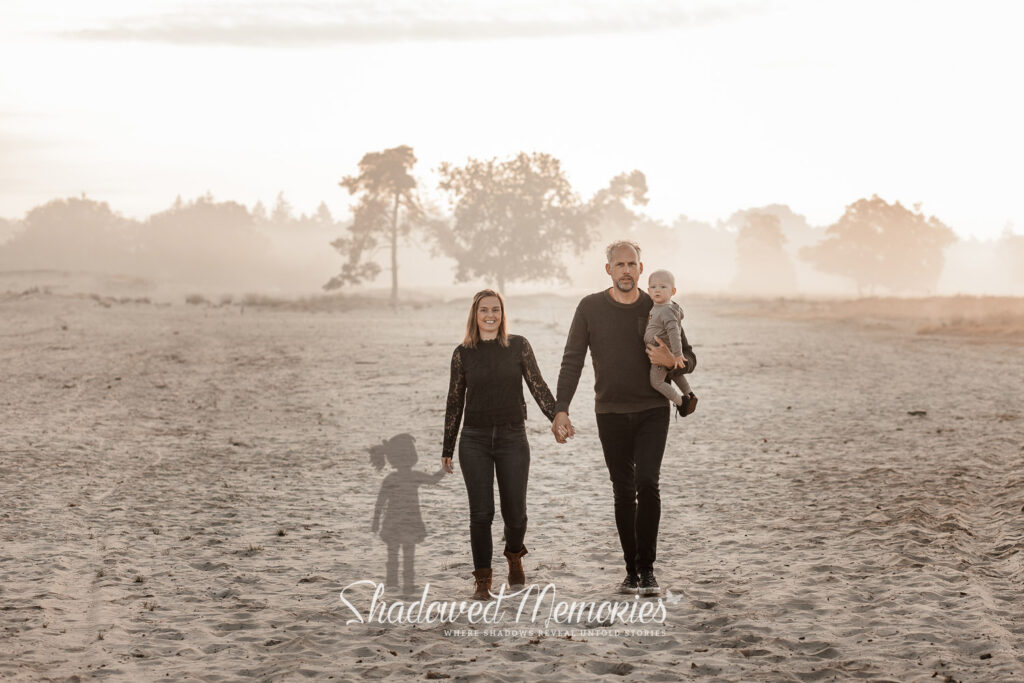 Shadowed Memories family photo with lost baby Miscarriage or stillbirth family photo changes by Dasja Dijkstra from the Netherlands Schaduwfoto