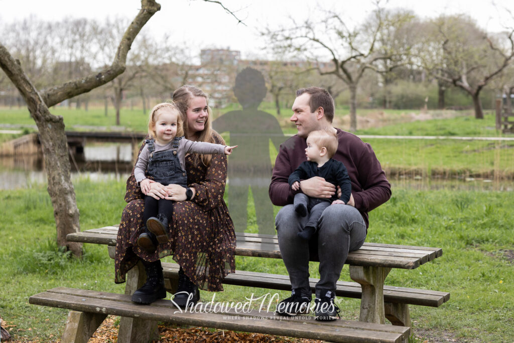 Shadowed Memories family photo with lost baby Miscarriage or stillbirth family photo changes by Dasja Dijkstra from the Netherlands Schaduwfoto