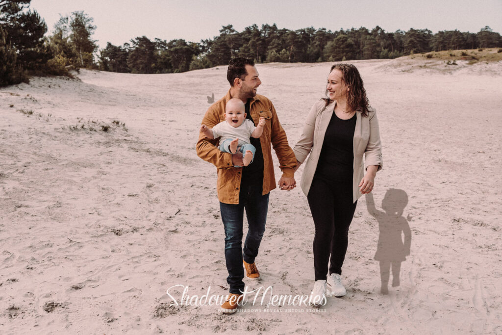 Shadowed Memories family photo with lost baby Miscarriage or stillbirth family photo changes by Dasja Dijkstra from the Netherlands Schaduwfoto