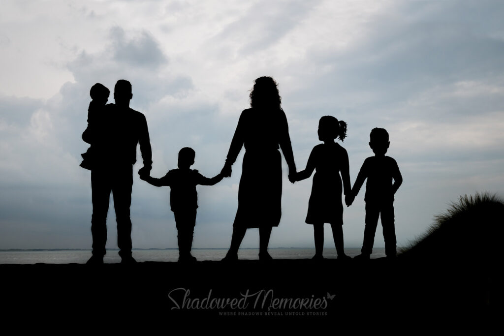 Shadowed Memories family photo with lost baby Miscarriage or stillbirth family photo changes by Dasja Dijkstra from the Netherlands Schaduwfoto